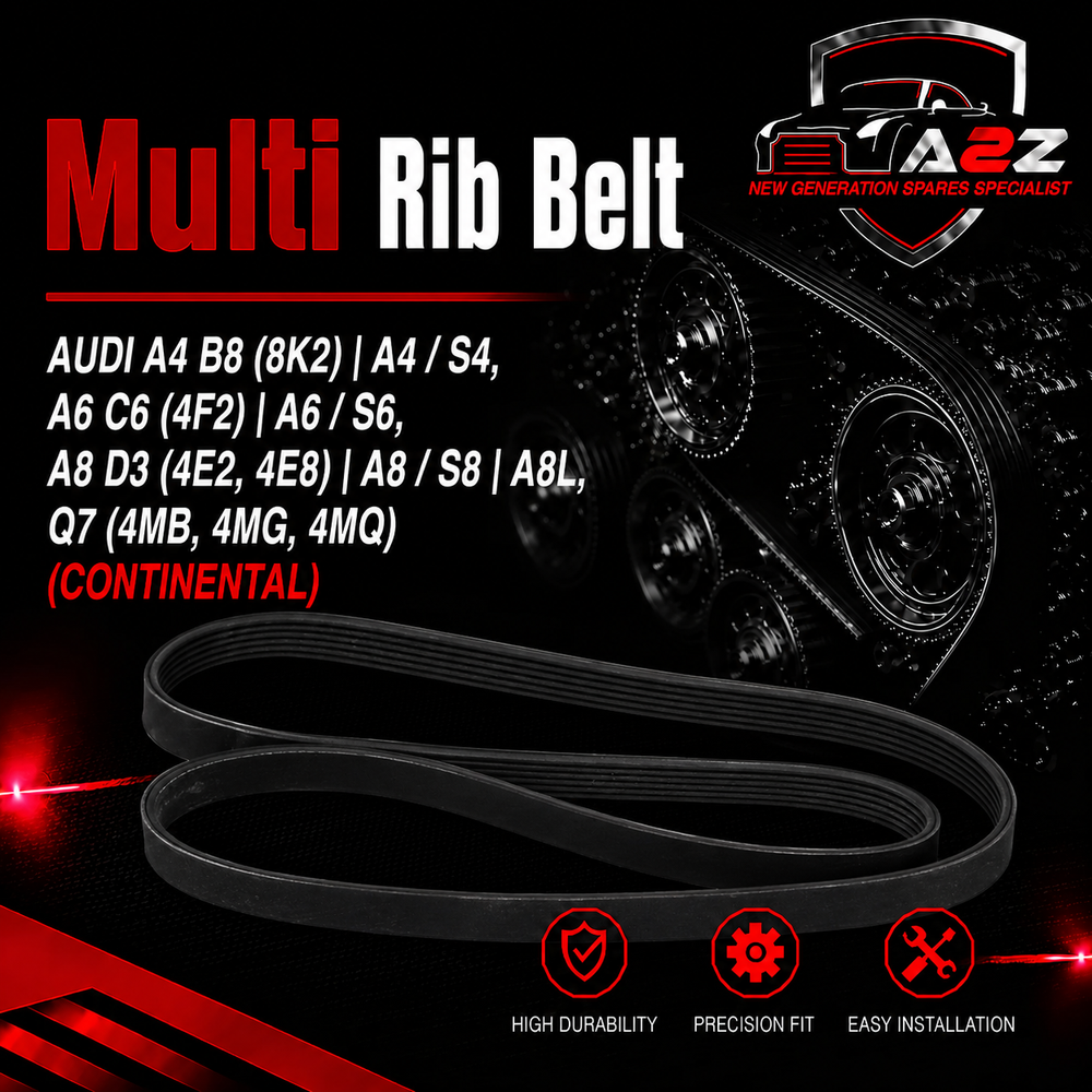 Multi RIB Belt 6PK2460 059903137AS 059903137P Compatible With AUDI A4 B8 (8K2) | A4 / S4, A6 C6 (4F2) | A6 / S6, A8 D3 (4E2, 4E8) | A8 / S8 | A8L, Q7 (4MB, 4MG, 4MQ) (CONTINENTAL)