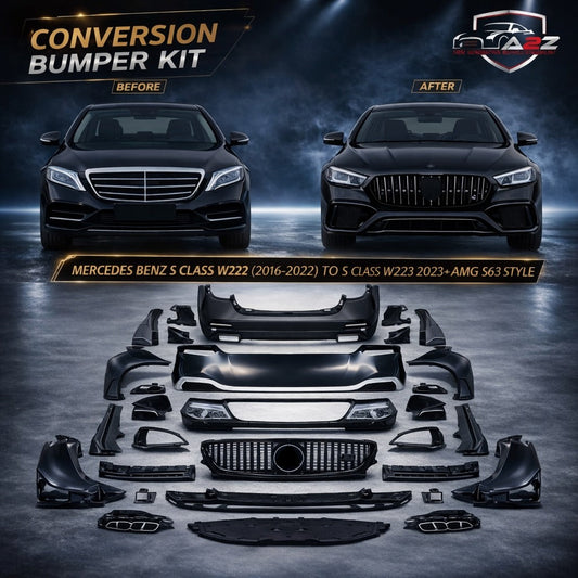 A To Z Compatible With Mercedes Benz S Class W222 (2016-2022) Upgraded Convert Facelift To S Class W223 2023+ Amg S63 Style Body Kit Bumper Headlight Taillight Hood Fender With Door CC-6615 (Shipping Cost Not Included In Price)