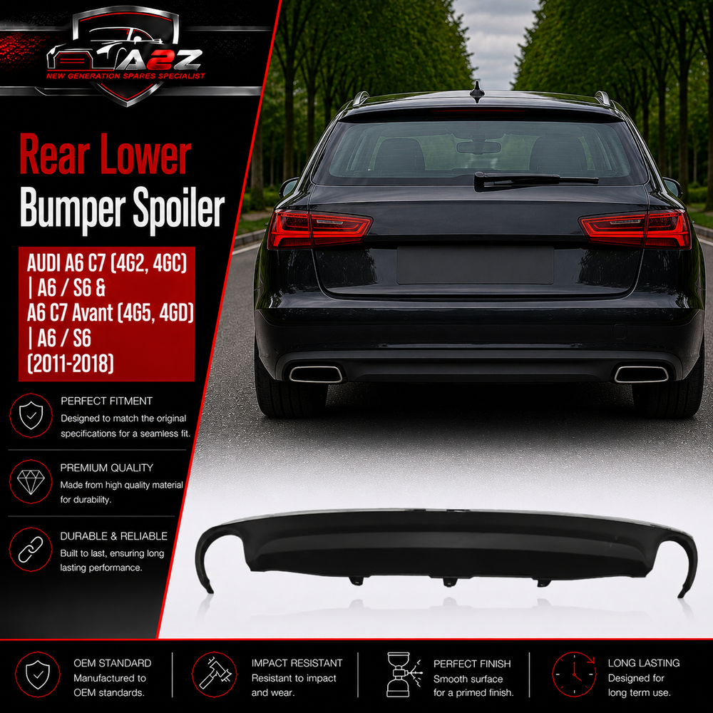 Rear Lower Bumper Spoiler 4GD807521A Compatible With AUDI A6 C7 (4G2, 4GC) | A6 / S6 & A6 C7 Avant (4G5, 4GD) | A6 / S6 (2011-2018) Tag No.206B