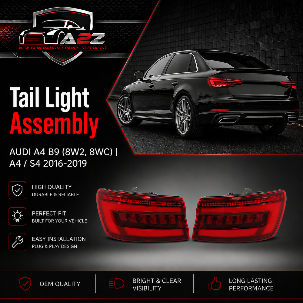 Tail Light Rear Lamp Compatible With AUDI A4 B9 (8W2, 8WC) | A4 / S4 2016 Tail Light Rear Lamp Left 8W5945091G 8W5945091E & Right 8W5945092G 8W5945092E Tag No.161