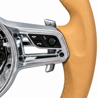 Carbon Fiber & Beige Leather Steering Wheel Compatible With Porsche All Models