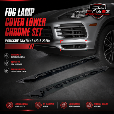 Fog Lamp Cover Lower Chrome Set Left 9Y0807973 & Right 9Y0807974 Compatible With Porsche Cayenne (2018-2020) Tag No.155