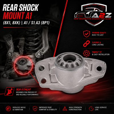 Rear Shock Mount 3C0513353 3C0513353C 3C0513353D Compatible With A1 (8X1, 8XK) | A1 / S1 A3 (8P1) | A3 / S3 A3 Convertible (8P7) A3 Sportback (8PA) | A3 / S3 Q3 (8UB, 8UG), Volkswagen Passat, CC, Tiguan, Jetta