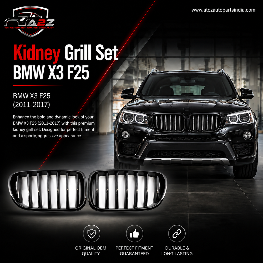 Piano Black (2014-16) Kidney Grill Set Compatible With BMW X3 F25 Tag 38
