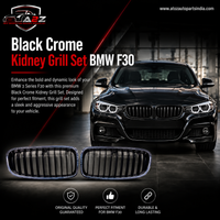 Black Crome Kidney Grill Set 51137263482=R.H & 51137263481=L.H Compatible With BMW 3 Series F30 Tag 6