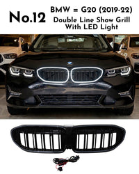 Double Line Show Grill With LED Light Compatible With BMW = G20 (2019-22) No.12