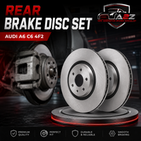 Rear Brake Disc Set 4F0615601D 4F0615601F L4FD615601A Compatible With AUDI A6 C6 4F2