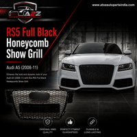 RS5 Full Black Honeycomb Show Grill Compatible With Audi = A5 (2008-11) Tag No.181