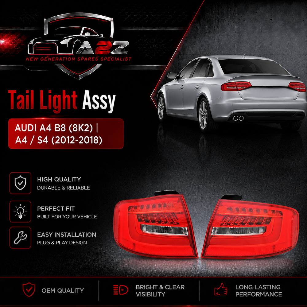 Tail Light Rear Lamp Compatible With AUDI A4 B8 (8K2) | A4 / S4 (2012-2018) Tail Light Rear Lamp Left 8K5945095A 8K5945095AC & Right 8K5945096A 8K5945096AC