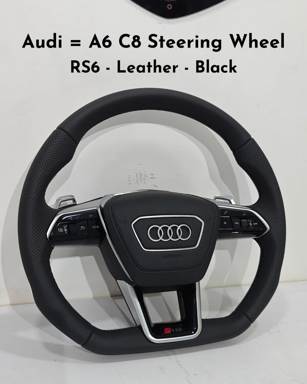 RS6 Leather Black Steering Wheel Compatible With Audi A6 C8