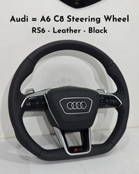RS6 Leather Black Steering Wheel Compatible With Audi A6 C8