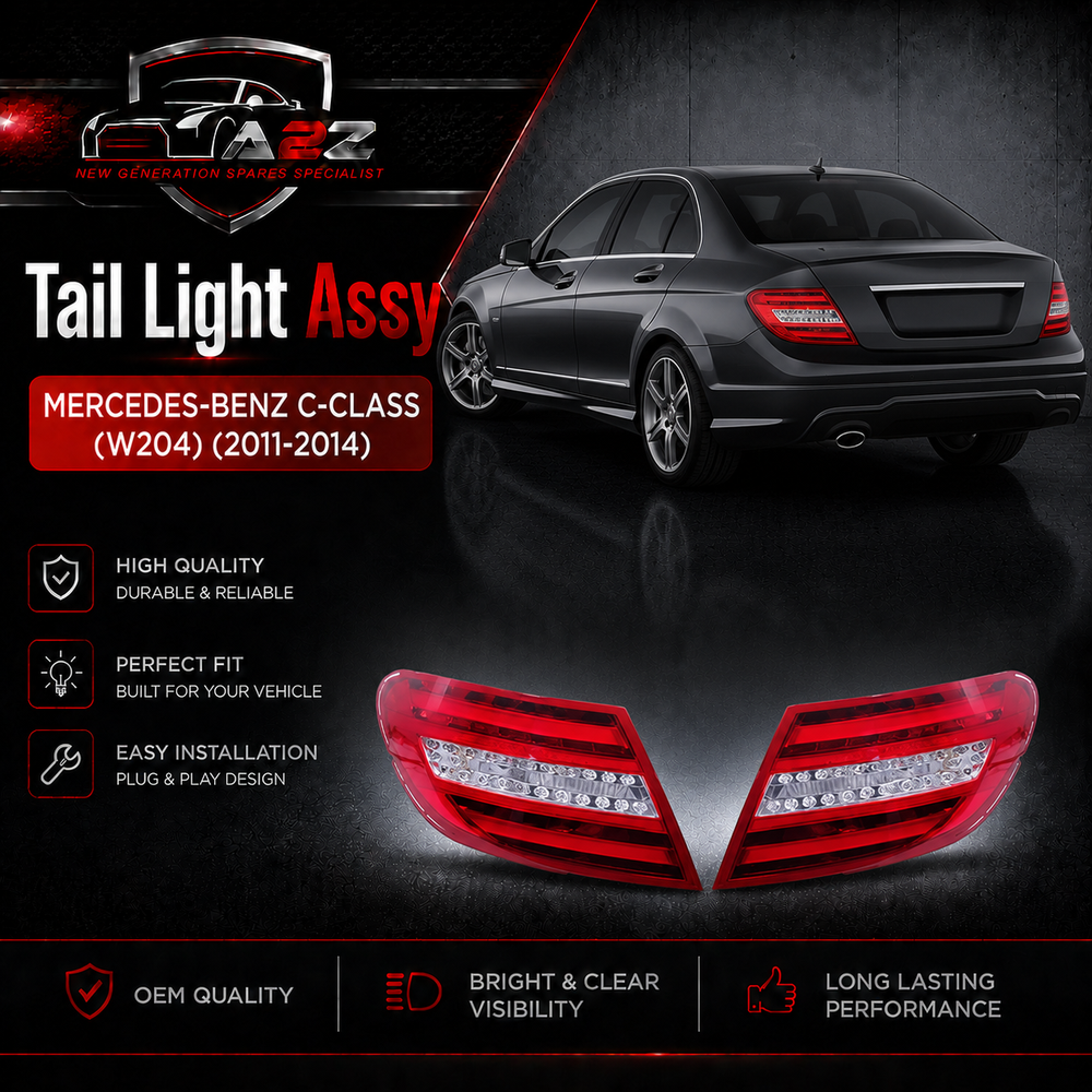Tail Light Rear Lamp Compatible With MERCEDES-BENZ C-CLASS (W204) (2011-2014) Tail Light Rear Lamp Left 2049060203 A2049060203 2048205464 A2048205464 & Right 2049060503 A2049060503 2048202764 A2048202764Tag-TLM-101