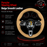 Leather Steering Wheel (Beige Smooth Leather) Compatible With Porsche All Models