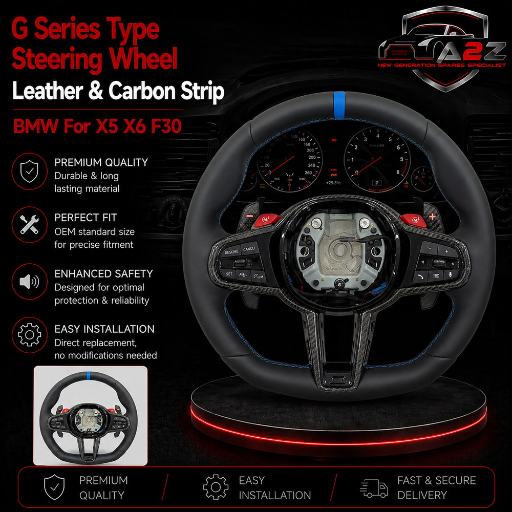 G Series Type Steering Wheel Leather & Carbon Strip Compatible With BMW For X5 X6 F30