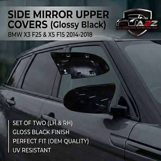Side Mirror Upper Cover (Side Mirror cover) Glossy Black Horn Model Left 51167365113 & Right 51167365114 Compatible With BMW X3 F25 & X5 F15 2014-2018 TAG-SMC-65
