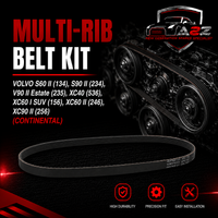 Multi Rib Belt Kit 6PK1180K4 31401461 Compatible With VOLVO S60 II (134), S90 II (234), V90 II Estate (235), XC40 (536), XC60 I SUV (156), XC60 II (246), XC90 II (256) (CONTINENTAL)