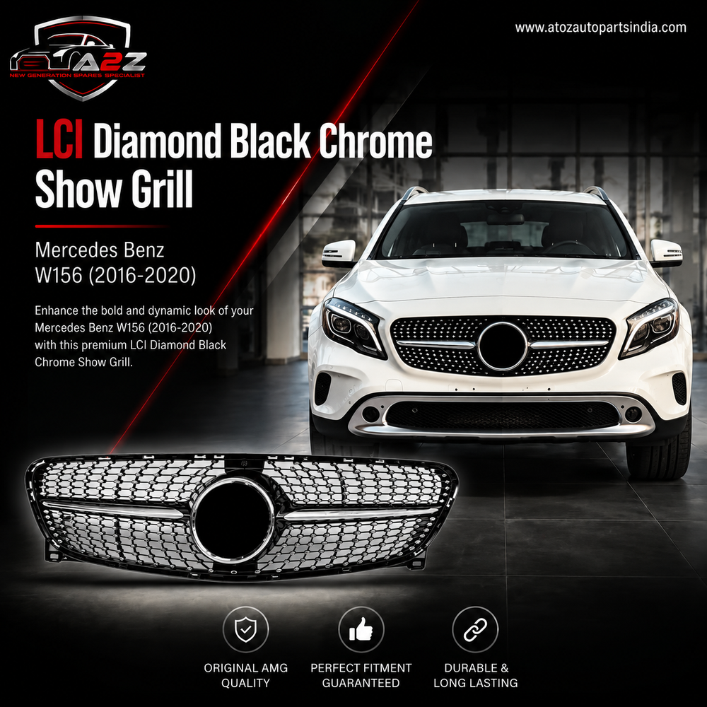 LCI Diamond Black Chrome Show Grill Compatible With Mercedes Benz GLA-Class W156 (2016-2020) Tag 130