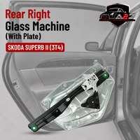 Rear Right Glass Machine (With Plate) 3T0839462 Compatible With SKODA SUPERB II (3T4)