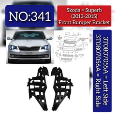 Front Bumper Bracket Set Left 3T0807055A & Right 3T0807056A Compatible With Skoda Superb (2013-2015) Tag No.341