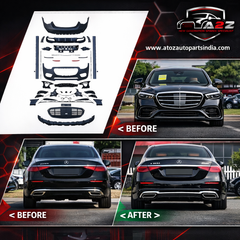 A To Z Compatible With Mercedes Benz S Class W223 (2021-2025) Car Upgrade To S65 Amg Bumper Body Kit Front After Lip Diffuser Exhaust Tips Fog Gril Cover Grill CC-8917 (Shipping Cost Not Included In Price)