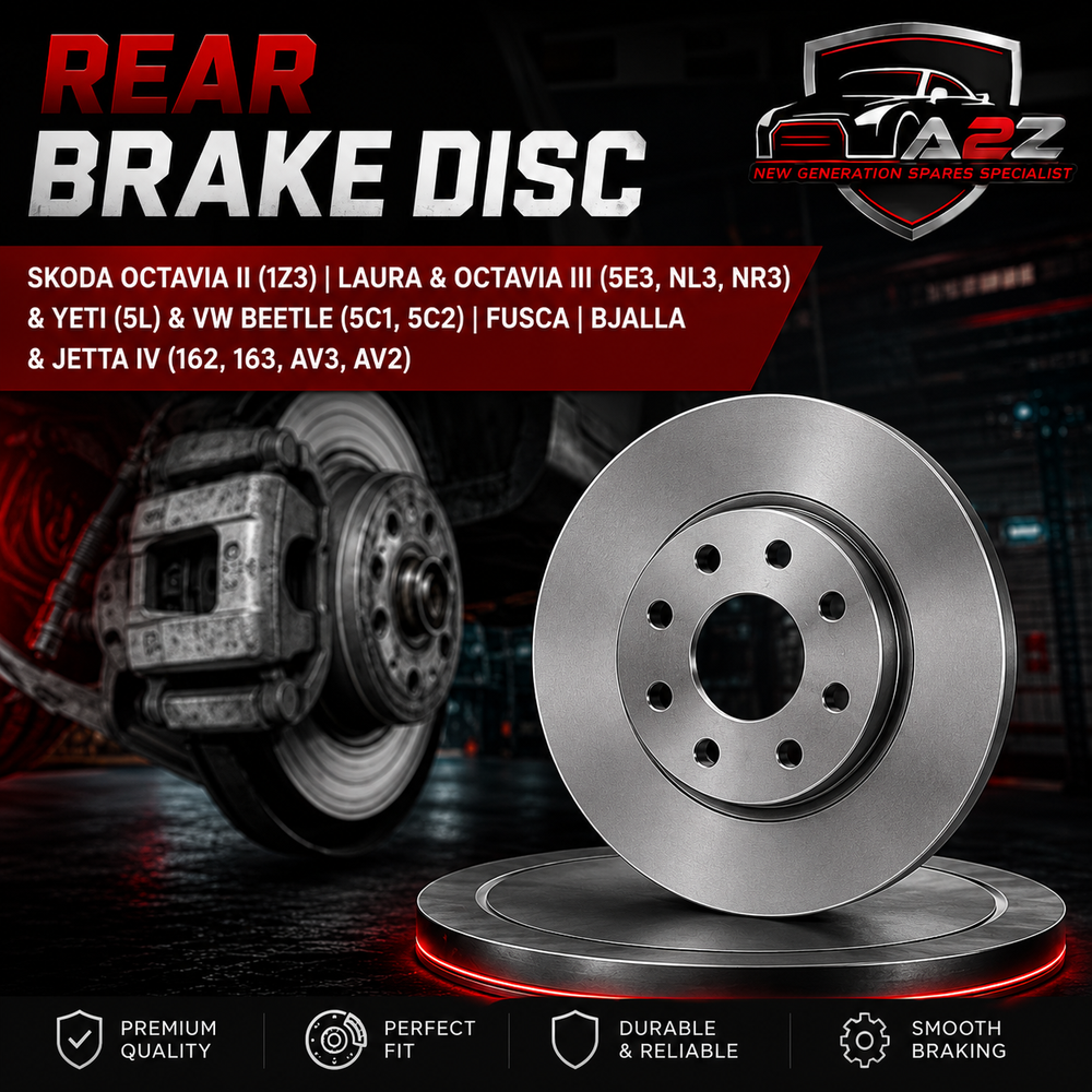Rear Brake Disc Set 1K0615601AB 5C0615601A 5Q0615601F 5QD615601B Compatible With SKODA OCTAVIA II (1Z3) | LAURA & OCTAVIA III (5E3, NL3, NR3) & YETI (5L) & VW BEETLE (5C1, 5C2) | FUSCA | BJALLA & JETTA IV (162, 163, AV3, AV2)