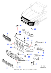 Glossy Black Show Grill T2H3981 Compatible With Jaguar XF (2016-2019) Tag No.22