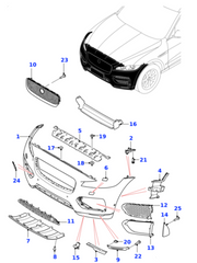Front Bumper Lower Grill Gloss Black T4A6255 Compatible With JAGUAR F-PACE (X761) Tag No.3