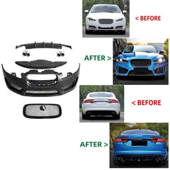 A to Z Compatible With Jaguar Xf Xfs 2011-2015 Bodykit Upgrade To Xfr Xfr-s Style Bodykit Bumper Front Rear Lip Diffuser Exhaust Tip Splitter Grill CC-4838 (Shipping Cost Not Included In Price)