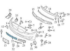 Front Middle Bumper Lower Center Mesh Bezel Grill 51117285950 Compatible With BMW 5 Series (F10) 2011 Tag-BG-54