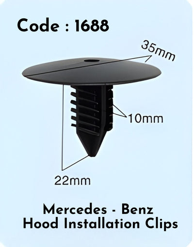Hood Instalation Clips (Set Of 10) Code:1688 Compatible With Mercedes Benz