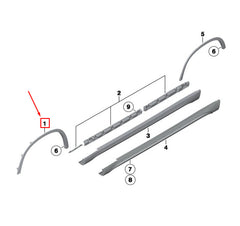 Front Left Wheel Arch (EYEBROW) 51772990165 Compatible With BMW X1 E84-2013-2015 Tag-EY-13