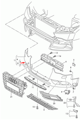 Complete Front Bumper 8K0807065A 8K0807065AGRU Compatible With AUDI A4 B8 (8K2) | A4 / S4 (2012-2015) Tag No.11