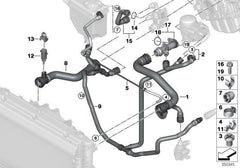 Cooling Hose Connector 11537560130 11537505055 For BMW 3 Series E90 & X1 E84 Tag-E-83