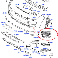 Fog Lamp Cover Right LR098722 & Left LR098721 Compatible With Land Rover Range Rover Vogue - L405 (2018-2022) Tag No.612 (2018-2022)