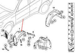 Front  Fender Linning Left 51717180617 Compatible With BMW X6 (E71)