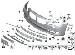 Front Middle Bumper Lower Center Mesh Bezel Grille 51117183870 Compatible With BMW 7 Series (F01, F02, F03, F04) Tag-BG-58