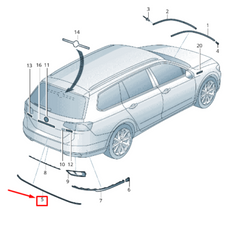 Rear Bumper Chrome 3G0853835 Compatible With Volkswagen PASSAT B8 (362) Tag No.166