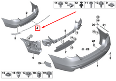 Rear Bumper Chrome 51127341672 Compatible With BMW 5 Series F10 (2014-2017) Tag No.62