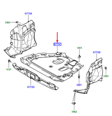Metal Engine Shield LR006779 Compatible With Land Rover 2/ Free Lander 2 - L359 (2009-2015) Tag No.2