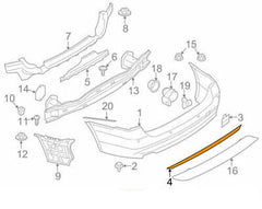 Rear Bumper Chrome 51127416085 Compatible With BMW 3 Series GT F34 (2017-2019)