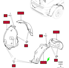 Front Left Fender Liner LR127164 Compatible With LAND ROVER DISCOVERY SPORT (L550) (2020-2024) Tag No.21