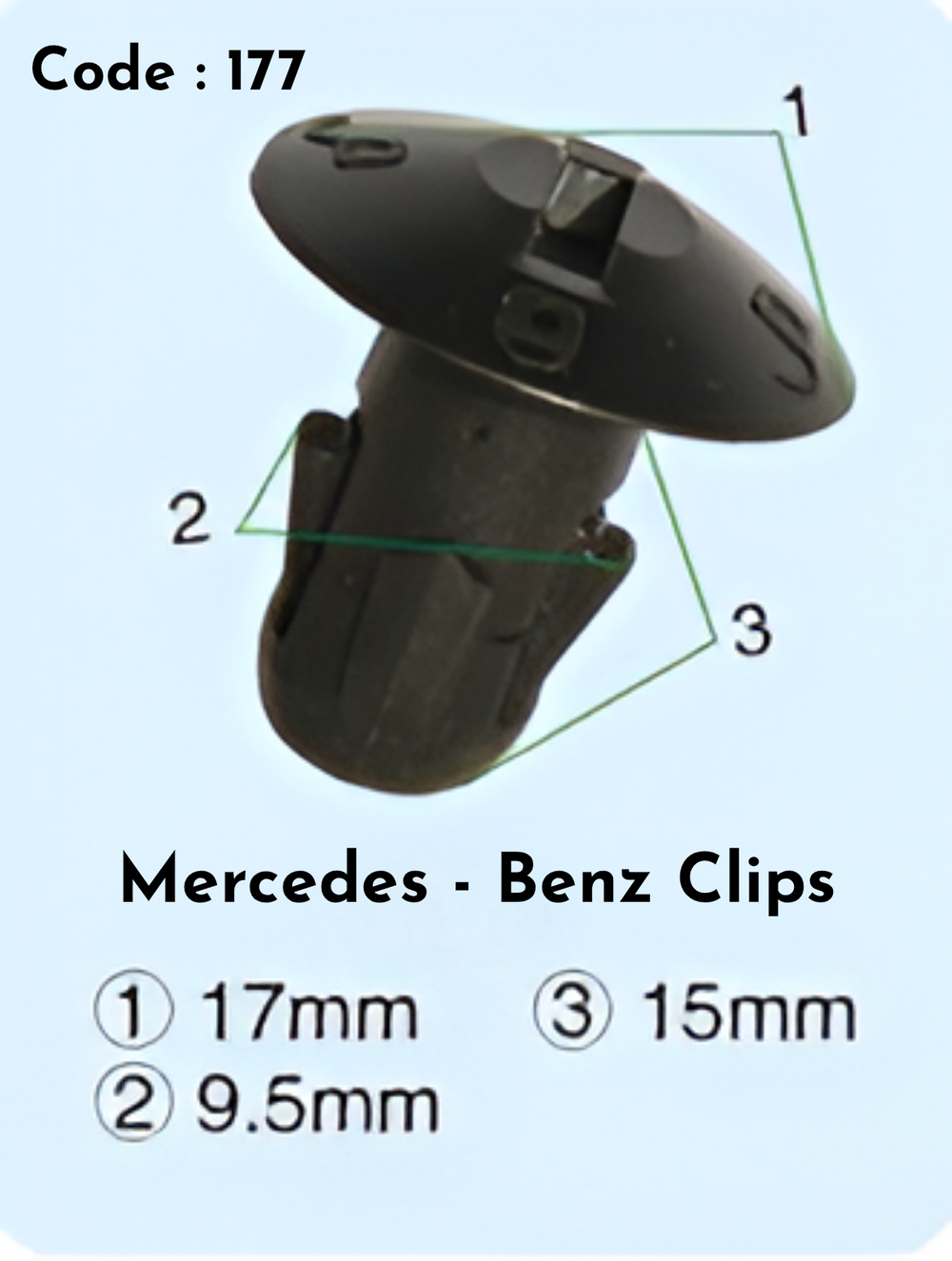 Benz Clips (Set Of 10) Code:177 Comapatible With Mercedce Benz