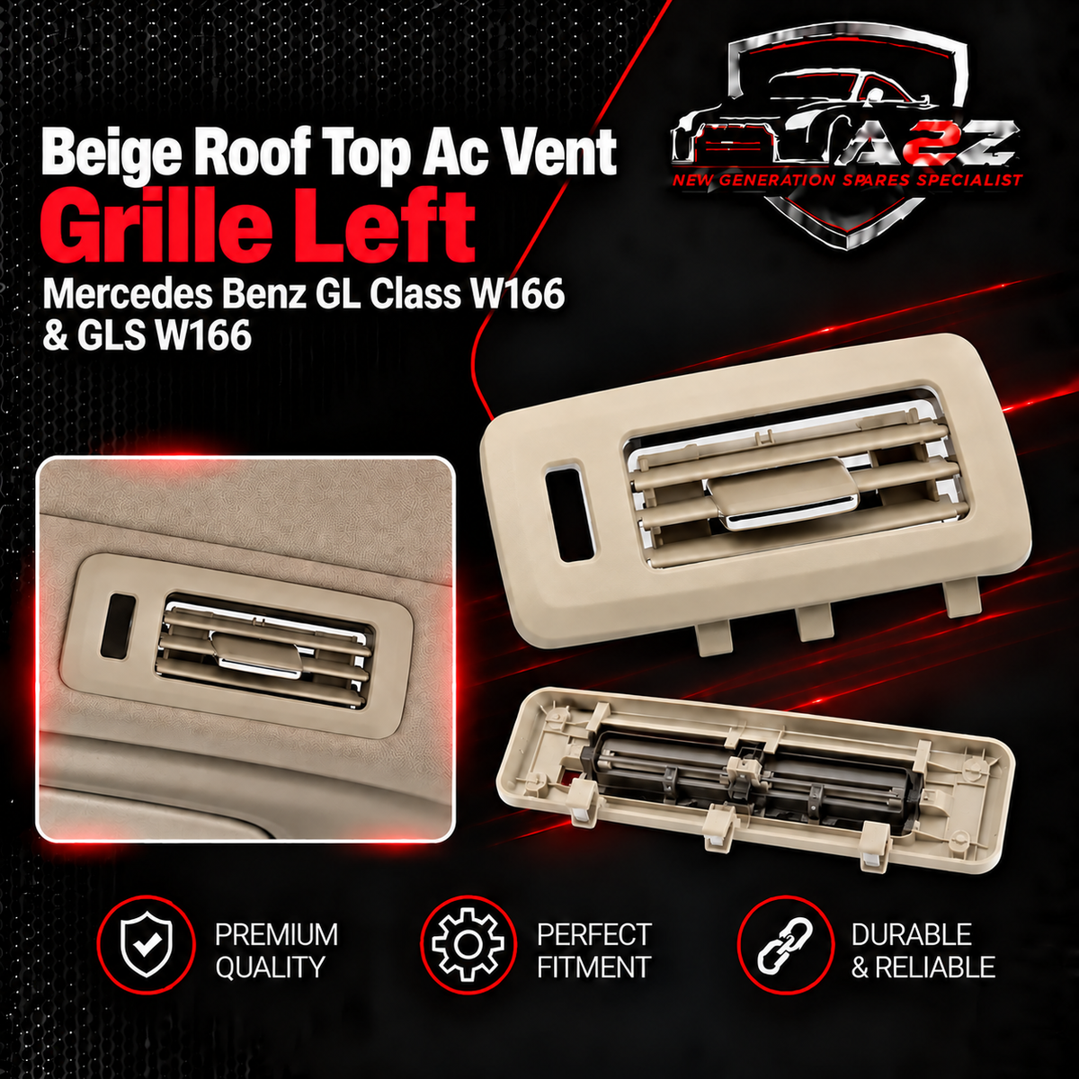 Beige Roof Top Ac Vent Grille Left 1668301554 & Right 1668301654  Compatible With Mercedes Benz GL Class W166 & GLS W166
