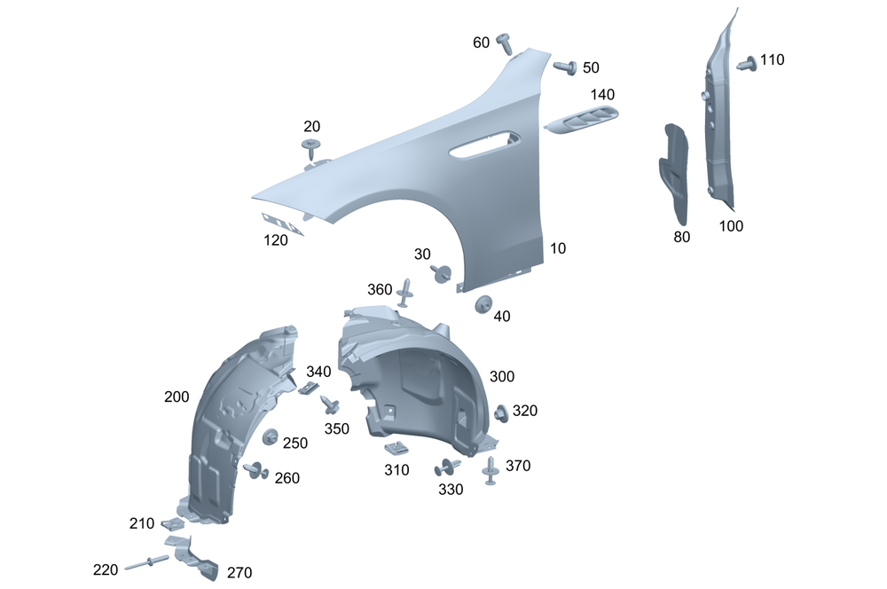 Front Fender Liner Right 2068807404 Compatible With Mercedes Benz W206 (2021-25)