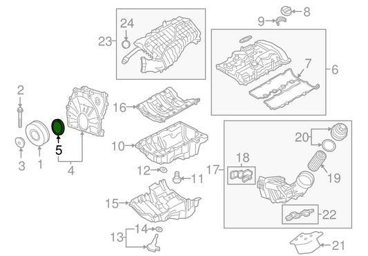 Crankshaft Oil Seal 11117511395 Compatible With BMW 3 (E90) 5 (E60) 5 (F10) 7 (F01, F02, F03, F04) X1 (E84)