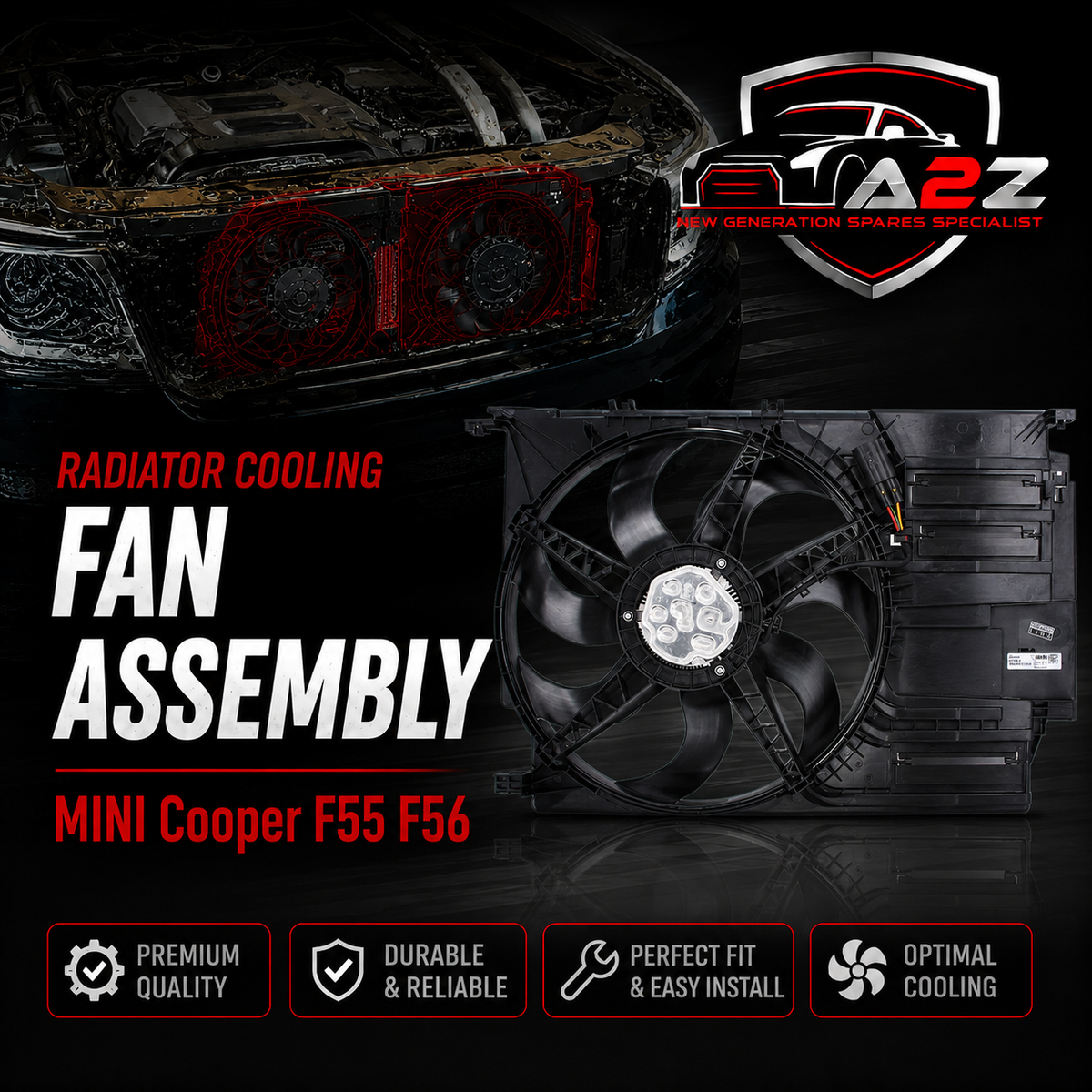 Radiator Cooling Fan Assembly 17427617607 Compatible With MINI Cooper F55 F56