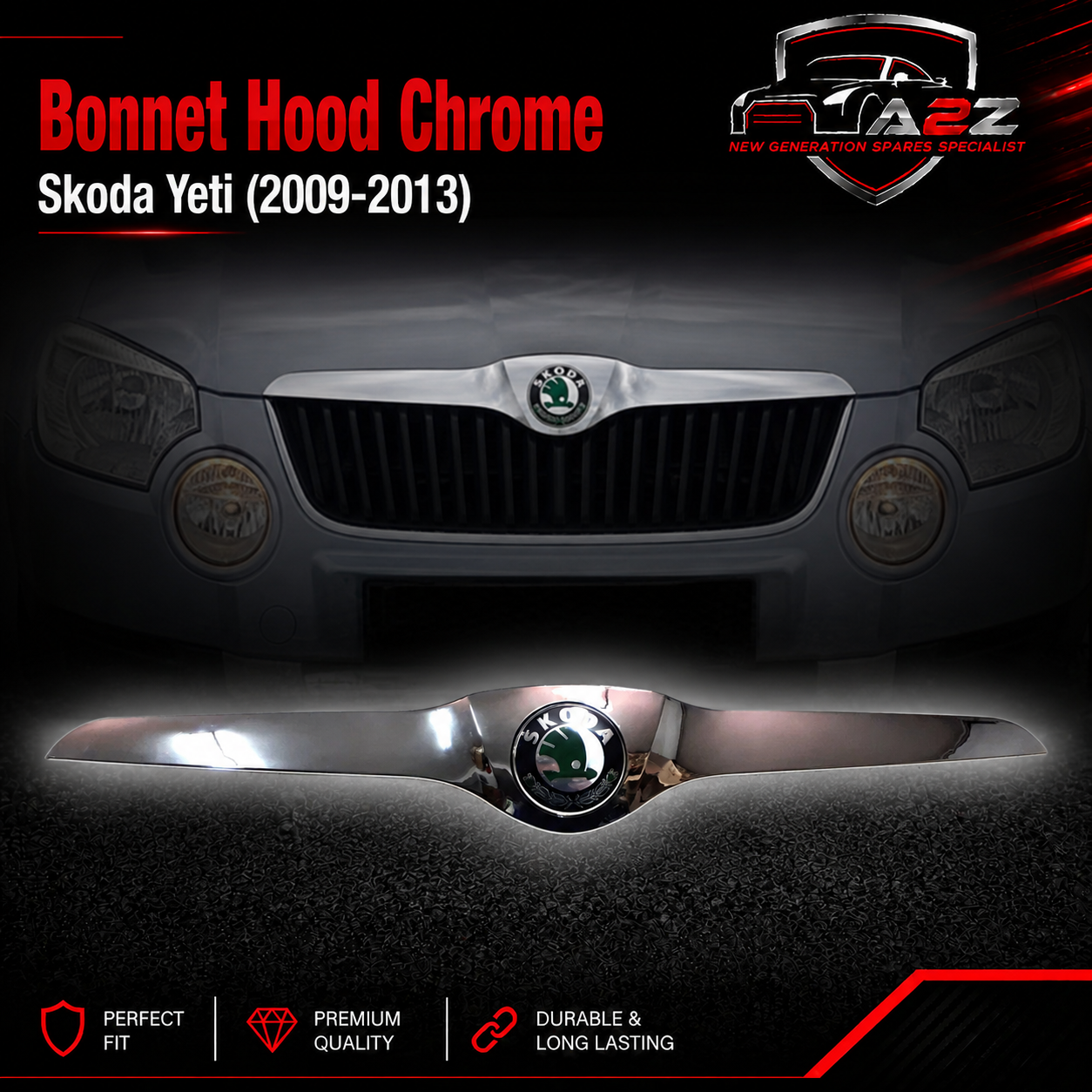 Bonnet Hood Chrome 5L0853633 Compatible With Skoda Yeti (2009-2013) Tag No.180