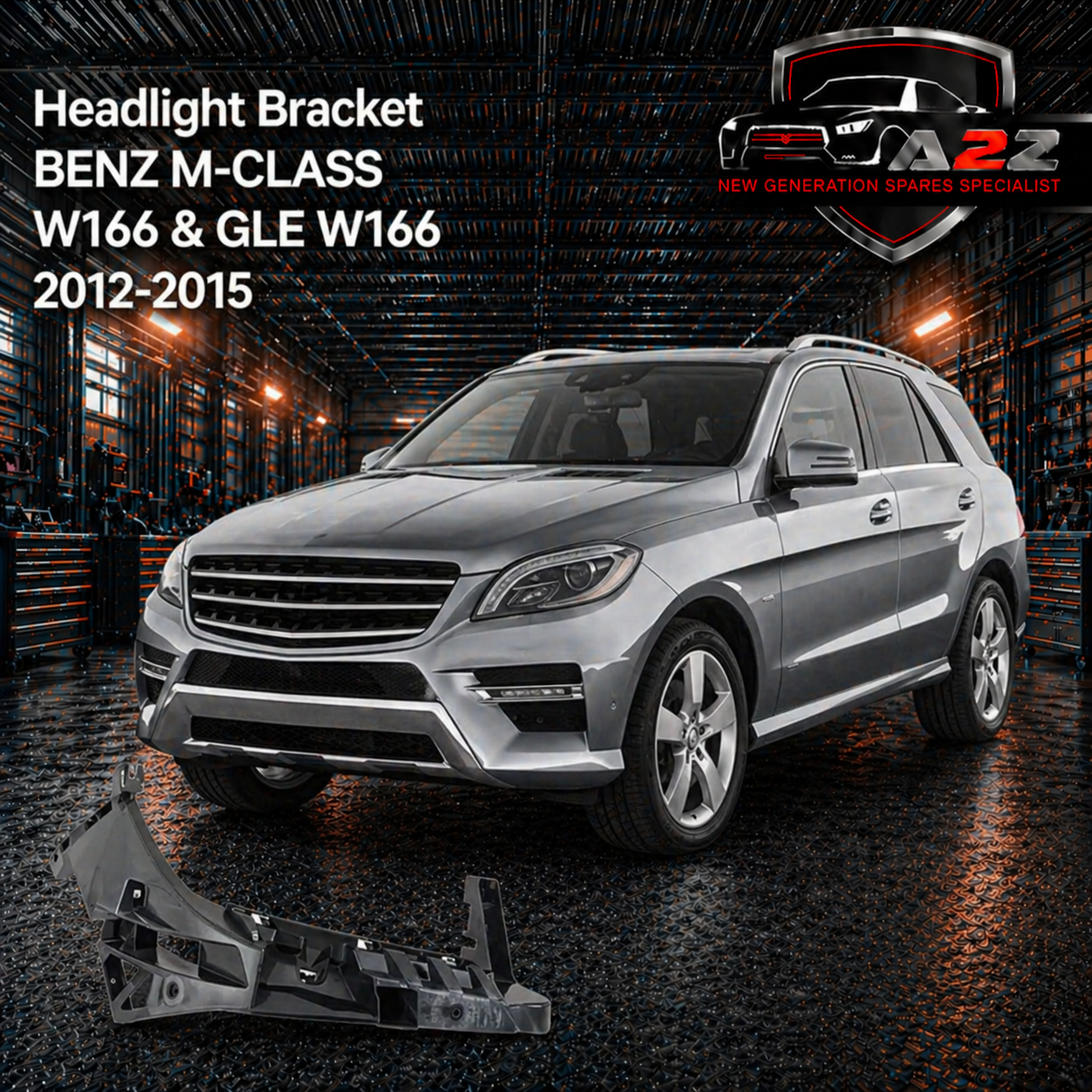 Headlight Bracket Left 1666200091 & Right 1666200291 Compatible With MERCEDES BENZ M-CLASS W166 & GLE W166 2012-2015 Tag No.601