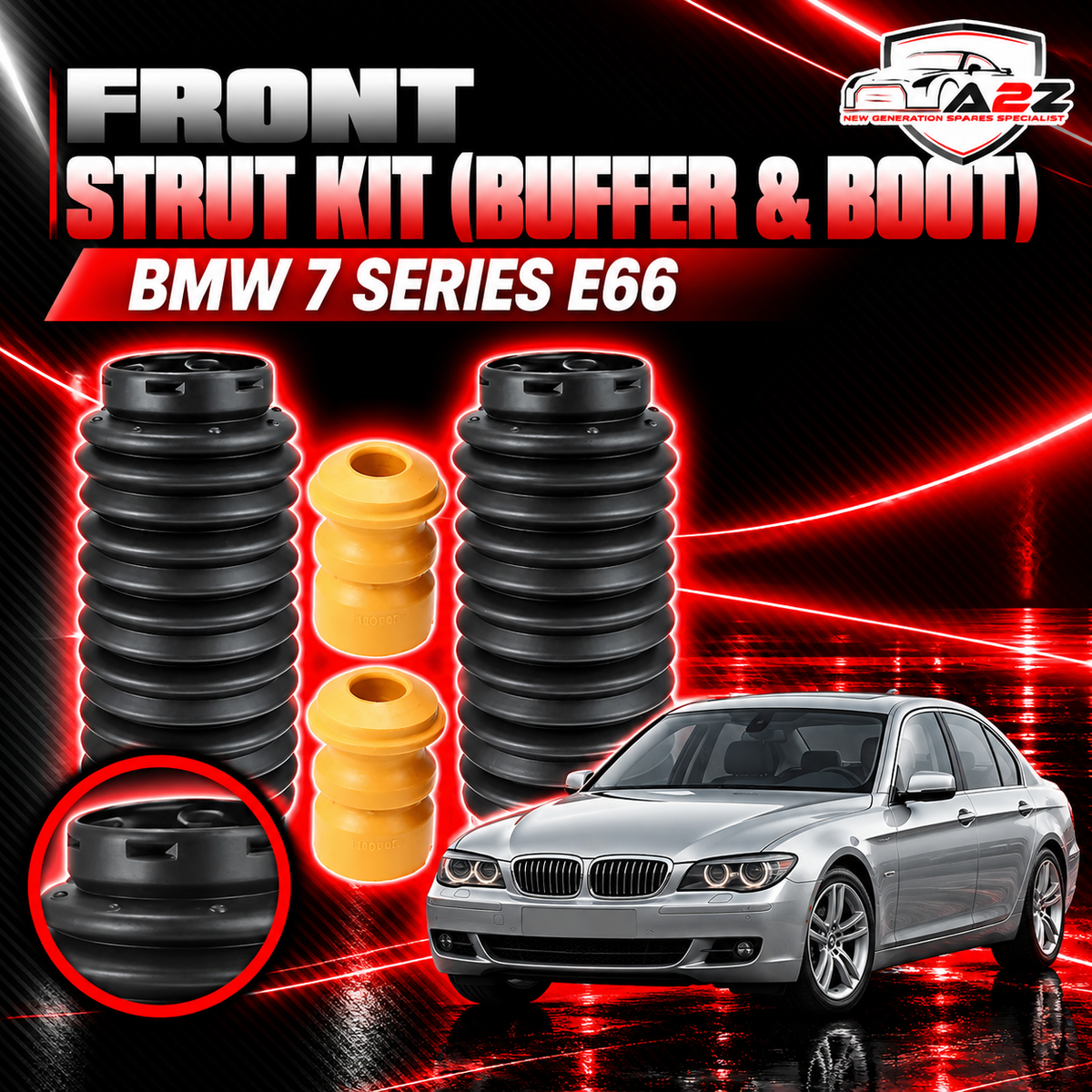 Front Strut Kit (Buffer & Boot ) 31331124449 & 31331096309 Compatible With BMW 7 Series E66