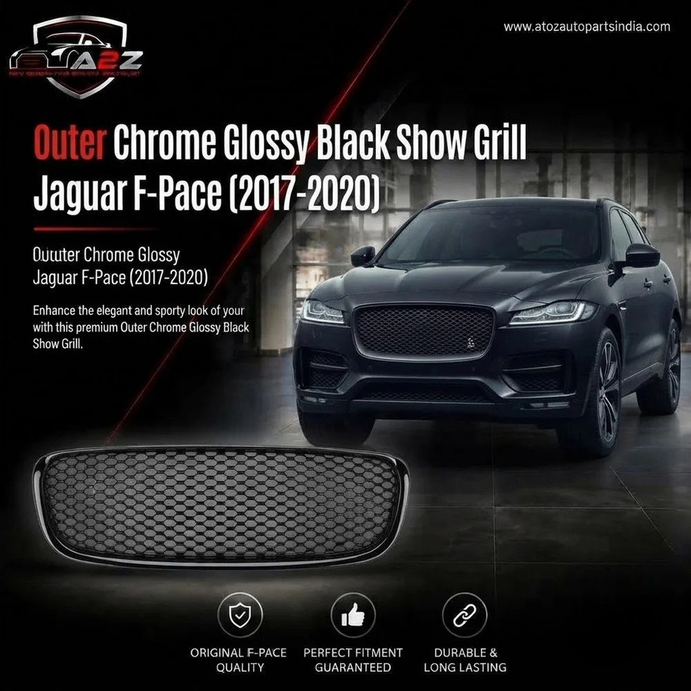 Outer Chrome Glossy Black Show Grill CUS62091 Compatible With Jaguar F-pace (2017-2020) Tag No.93